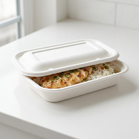 Assiettes jetables haut de gamme en bagasse, résistantes à l'huile et compatibles micro-ondes, avec couvercle, pour la restauration rapide