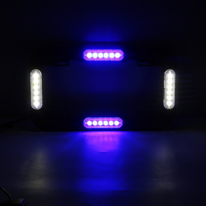 Diseño único 13,5 "azul blanco LED matrícula luces intermitentes señal estroboscópica asesor de tráfico luz de advertencia de emergencia 12-24V