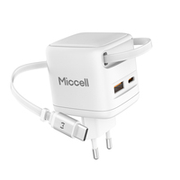 Chargeur rapide Miccell PD Type-C avec protection contre la surchauffe et charge multi-appareils USB-C pour iPhone 17/18