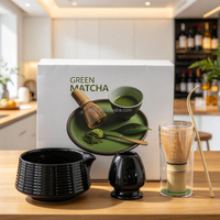 Ensemble de thé matcha de luxe, bol en céramique, support pour fouet en bambou, fouet en bambou, outils complets pour la cérémonie du thé et l'utilisation commerciale en café