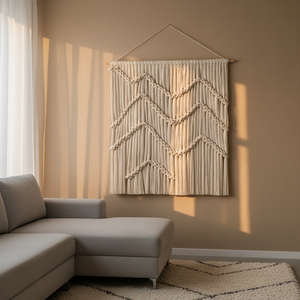 <span class=keywords><strong>Tapisserie</strong></span> <span class=keywords><strong>murale</strong></span> en macramé style vague bohème moderne avec franges douces, décorations <span class=keywords><strong>pour</strong></span> une maison chaleureuse - Product Image 1
