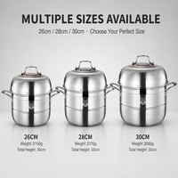 Marmite vapeur 2-en-1 en acier inoxydable 304 à double paroi, compatible gaz et induction, avec base épaissie pour cuisson du poisson