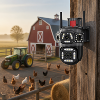 Caméra CCTV PTZ 4K extérieure multi-lentilles sans fil à double antenne panoramique IP66 étanche avec vision nocturne et détection de mouvement