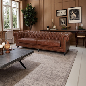 Canapé <span class=keywords><strong>Chesterfield</strong></span> vintage en cuir véritable pleine fleur marron, avec accoudoirs roulés, style rétro, <span class=keywords><strong>2</strong></span> places, pour hôtel et maison - Product Image 2