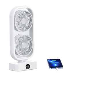 Ventilador de Circulación de Aire de Doble Cabezal con Oscilación Vertical de 180 Grados, Ventilador de Escritorio con Temporizador y Control Remoto, Blanco - Product Image 5