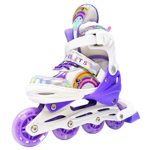 รองเท้าสเก็ตอินไลน์ <span class=keywords><strong>Oxelo</strong></span> โครงอะลูมิเนียมสีม่วง ล้อยาง 60 มม. 72 มม. ไฟกระพริบ - Product Image 2