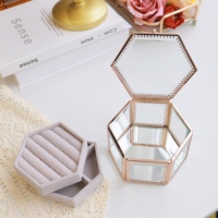 Boîte de rangement de bureau anneau collier boucle d'oreille bijoux organisateur miroir bijoux organisateur bijoux boîte cadeau pour femmes