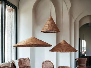 Lampe suspendue en rotin tressé, abat-jour de style vintage, lampe de plafond artisanale naturelle, décoration bohème pour la maison, fournisseur et fabricant du Vietnam - Product Image 1