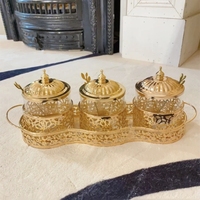 Ensemble de 3 bols en fer doré de style musulman, plats de service portables de luxe avec design personnalisé pour les décorations de mariage
