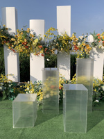 Décoration de mariage cristal carré, 1 pièce, Guide route carré Transparent, ornements de Table pour Dessert, accessoires de fête