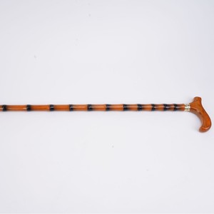 Canne de marche en bois massif pour personnes âgées, poignée incurvée dorée, antidérapante, robuste, cadeau prêt à être expédié, en stock - Product Image 3