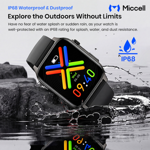Montre connectée Miccell 1.85 TFT, prend en charge la surveillance de la fréquence cardiaque et de l'oxygène sanguin, appels, étanche IP68 - Product Image 4