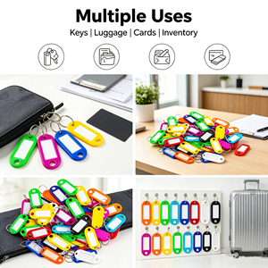 Porte-clés en PVC imperméable, forme rectangulaire, surface lisse, facile à nettoyer, porte-clés en plastique multicolores - Product Image 2