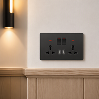 Prise britannique double interrupteur 13A, panneau PC blanc, double USB intégré pour maison et hôtel