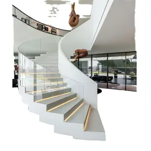 CBMmart 안전 맞춤형 곡선 나선형 계단 야외 럭셔리 현대 가정 장식 나무 트레드 계단