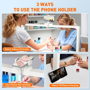 34inch Large Half Moon Light Nail Tech 456 LEDs 3 Color Modes Infinitely Knob Phone Holder Charging Function <b>Foldable</b> Home <b>Desk</b> - Product Image 4