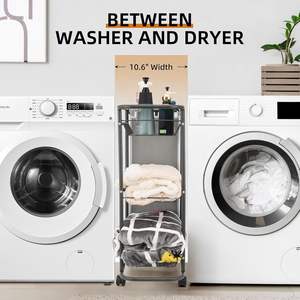 Carrello <span class=keywords><strong>Portabiancheria</strong></span> Scorrevole Resistente con Asse <span class=keywords><strong>da</strong></span> Stiro e <span class=keywords><strong>Cesto</strong></span> Estraibile a 2 Livelli - Product Image 5