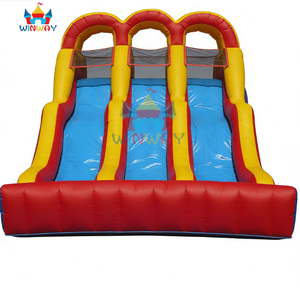 Tobogán Acuático Inflable de Tres Carriles - Rojo y Amarillo, Tobogán de Verano para Niños para Fiestas y Jardín - Product Image 1