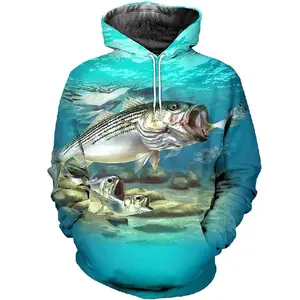 Fitspi Wholesale 3d Printed Custom Fishing Pro Club Logo Loose Men's Oversized Sweatshirts Hoodie Pullover Dropshipping