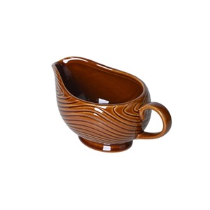 Taza de café de cerámica de 7,5 "con patrón de grano de madera, taza de leche pequeña ecológica con bote de salsa de embudo para uso Personal - Product Image 3