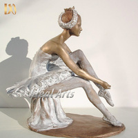 Statue de ballerine en bronze sculptée à la main grandeur nature pour jardin, décoration de patio, sculpture de danseuse de ballet