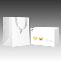 Service à thé Kung Fu en verre borosilicate Samadoyo, capacité 180 ml, design minimaliste, écologique, théière et tasses blanches