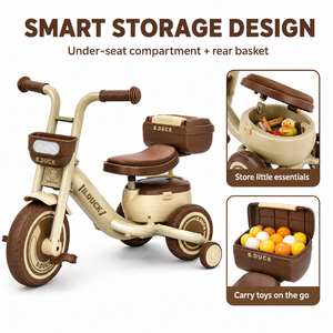 Luddy Baby Balance Bike with Hidden Toy Storage Trunk, 4-Wheel Toddler <strong>Push</strong> Walker Sliding <strong>Car</strong> for 1.5-3 Years Old Boys &amp; Girls - Product Image 3
