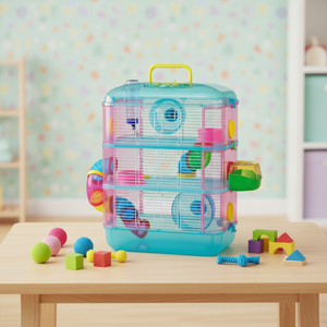 <span class=keywords><strong>Cage</strong></span> à <span class=keywords><strong>hamster</strong></span> en plastique en gros d'usine, trois étages, facile à assembler, grand espace, portable, durable, transportable - Product Image 3