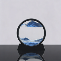 Cadeau artisanal en verre rond avec logo personnalisé, art du sable 3D à mouvement liquide, tableau de sable en mouvement, paysage de sable fluide