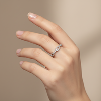 Anillo de Cadena con Eslabones de Zirconia, Joyería Fina, Plata de Ley 925, Anillo Cubano Geométrico Calado para Mujer