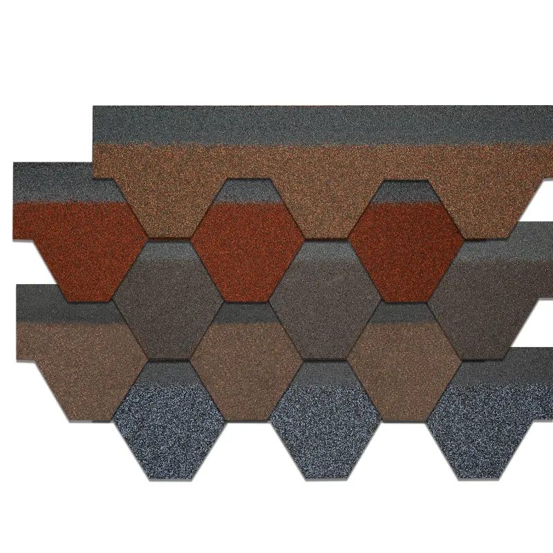 Mosaikアスファルト屋根板製造プロセスの秋の茶色の軽鋼ヴィラ屋根タイル色付きアスファルト屋根