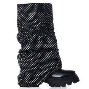Bottes hautes pour femme en PU à fermeture éclair, bout carré, talon carré bas, coupe large, pour l'hiver - Product Image 6