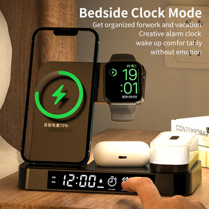 Cargador inalámbrico 3 en 1 multifuncional, base de reloj Digital para Samsung15W, carga rápida para <span class=keywords><strong>Airpods</strong></span> Pro Max, iphone 14 Pro Max - Product Image 4