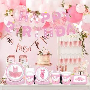 Juego de vajilla desechable para fiesta temática de baile de cisne de <span class=keywords><strong>Ballet</strong></span>, platos de papel rosa, vasos, servilletas, Princesa, niña, decoración para fiesta de feliz cumpleaños - Product Image 2