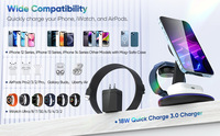 Station de charge 3 en 1 pour appareils Apple Support de charge magnétique 15W Fast Wireless Compatible pour iPhone AirPods Iwatch
