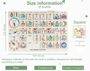 Routine quotidienne pour les enfants, planificateur hebdomadaire pour les tout-petits, tableau des tâches pour enfants, jouets Montessori, calendrier en <span class=keywords><strong>bois</strong></span> perpétuel - Product Image 5