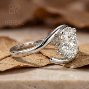แหวนเพชรทรงรีสั่งทำพิเศษ เพชรเพาะเลี้ยงในห้องปฏิบัติการ ได้รับการรับรองจาก IGI ระดับ VVS แหวนเงินแท้ 925 ประดับเพชรเม็ดเดี่ยว สำหรับผู้หญิง เครื่องประดับชั้นดี - Product Image 2