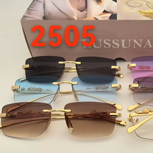 Occhiali da donna senza montatura in metallo con stampa leopardata, design quadrato colorato, protezione UV, stile unico, bestseller europeo e americano. - Product Image 1