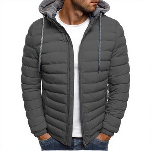 Chaqueta con Capucha para Hombre, Color Sólido, Resistente al Viento, Poliéster, Invierno, Casual, Cierre Frontal con Cremallera, Corte Regular - Product Image 1