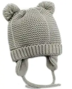 유아 유아 소녀 소년 양털 안대기를 가진 연약한 온난한 니트 베레모 모자 아이 겨울 모자