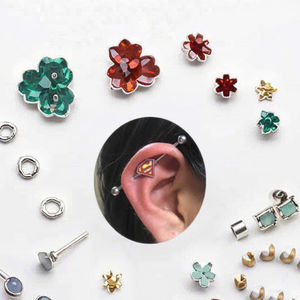 Acero inoxidable Industrial Barbell Oreja Andamio Barbell <span class=keywords><strong>Superman</strong></span> Logo Cartílago Oreja Piercing Moda Joyería del cuerpo - Product Image 5