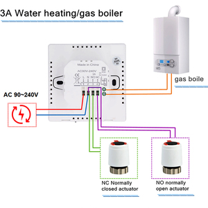 Thermostat de chauffage au sol Tuya WiFi avec contrôle via application, 16A/3A, pour film chauffant, câble, carrelage, chaudière <span class=keywords><strong>à</strong></span> <span class=keywords><strong>gaz</strong></span>, énergie aérothermique, écran tactile - Product Image 4