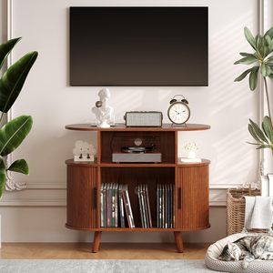 Meuble tourne-<span class=keywords><strong>disque</strong></span> moderne du milieu du siècle <span class=keywords><strong>de</strong></span> 35 pouces avec étagère <span class=keywords><strong>de</strong></span> présentation, station <span class=keywords><strong>de</strong></span> charge et arche pour salon, par Ganzhou Chenjin Furniture Co., L - Product Image 4