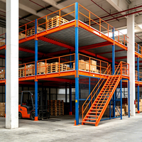 HONGXIN Étagère de mezzanine robuste en acier laminé à froid sans boulons, personnalisable, 2/3 niveaux, avec revêtement en poudre pour protection contre la corrosion