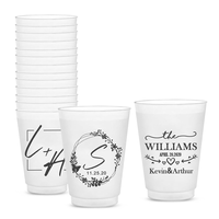 Gobelet de stade en plastique givré de 9oz, 12oz, 16oz, 20oz, 500ml avec serviette pour mariage, fête prénatale et événements – Gobelet souple imprimé