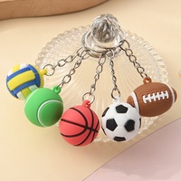 Porte-clés personnalisé tendance : pendentif ballon de basket, porte-clés ballon de football, porte-clés ballon de tennis 3D en silicone et PVC