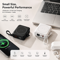 Batterie externe magnétique sans fil 10000mAh, charge rapide 22.5W, chargeur portable avec écran LCD, câble Type-C intégré