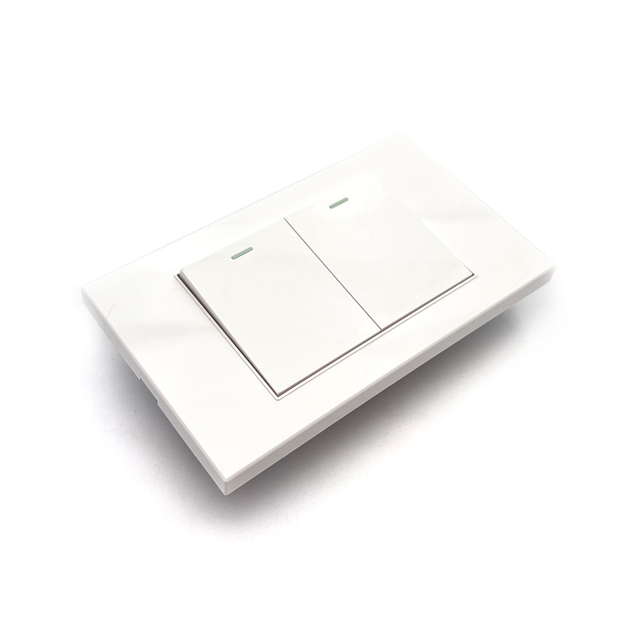 Zsun SC31 Popular Manufacturers US PC Plastic White Color Plate 2 Gang 1Way 2Way Electric Wall Switch for Home