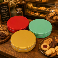 Boîte en étain ronde peu profonde, grande capacité, couleur personnalisée, finition mate, boîte cadeau pour biscuits