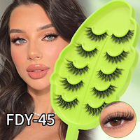 5 paires de faux cils volumineux et naturels, cils bouclés épais, style maquillage spectaculaire, réutilisables, faits à la main